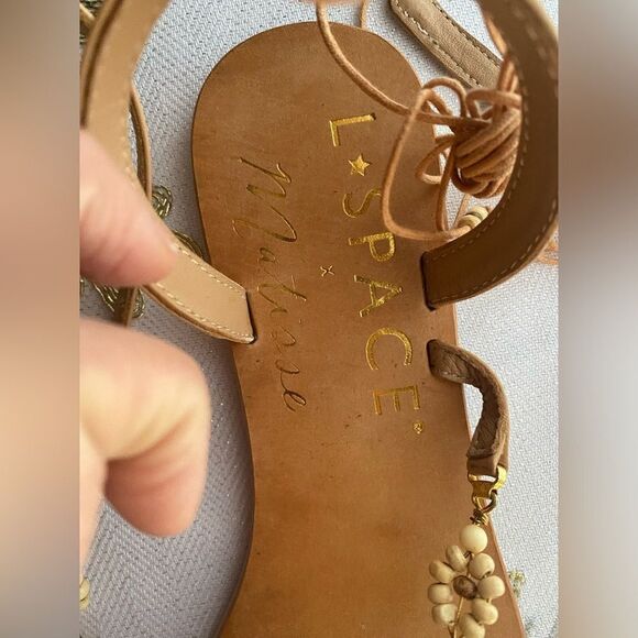 L*SPACE x MATISSE Slide Sandal Brown Stones Strap Size 10M - Picture 3 of 12